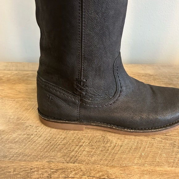 Frye Celia x Stitch Tall Riding Boots Womens Size 6B Black Leather Pull on - Picture 3 of 16